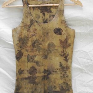 Eco-Print Sleeveless Top - Yellow & Brown